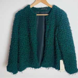ZARA Green Teddy Jacket Blogger Favorite NWT